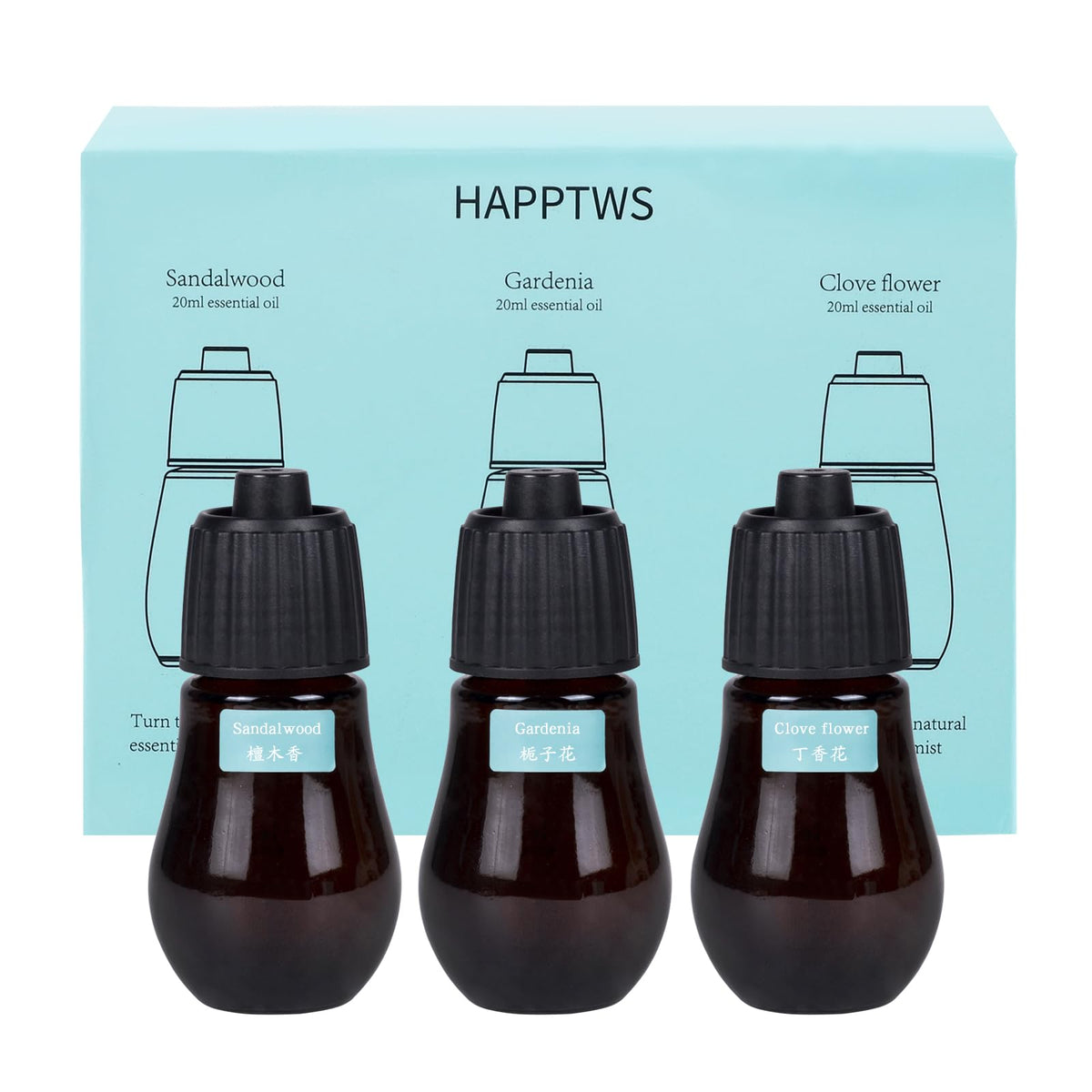 HAPPTWS Essential Oil Diffuser - Waterless Diffuser 3 Timer Settings Battery Powered for Bedroom Yoga Room Toilet Pet Room White