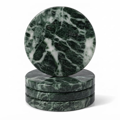 Koville Marble Coaster Set of 4, Round White Coasters, 4" Cup Coasters for Drinks, Heat Resistant Coaster for Coffee Table Home Office Bar Decor(Namib Fantasy)