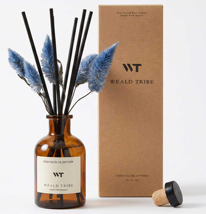 WEALD TRIBE Flower Reed Diffuser Set Eucalyptus & Lavender Scent for Room Bathroom Accessories Shelf Decor & Air Fresheners, Sticks Defusers with 4.0 fl oz Home Fragrance Oils, Office Gift