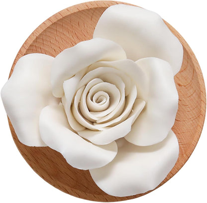 Flower Rose Ceramic Essential Oil Mini Diffuser, Wooden Pallet
