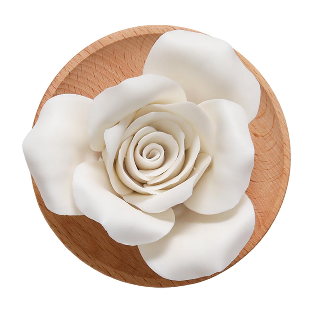 Flower Rose Ceramic Essential Oil Mini Diffuser, Wooden Pallet
