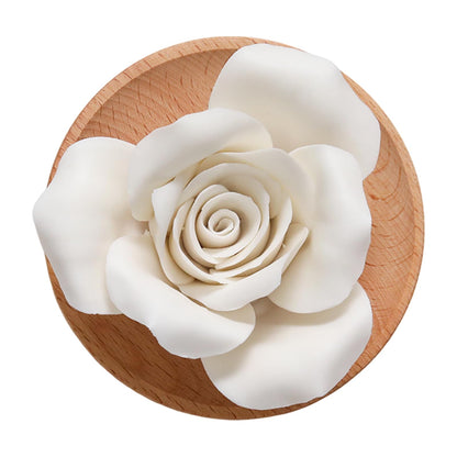 Flower Rose Ceramic Essential Oil Mini Diffuser, Wooden Pallet