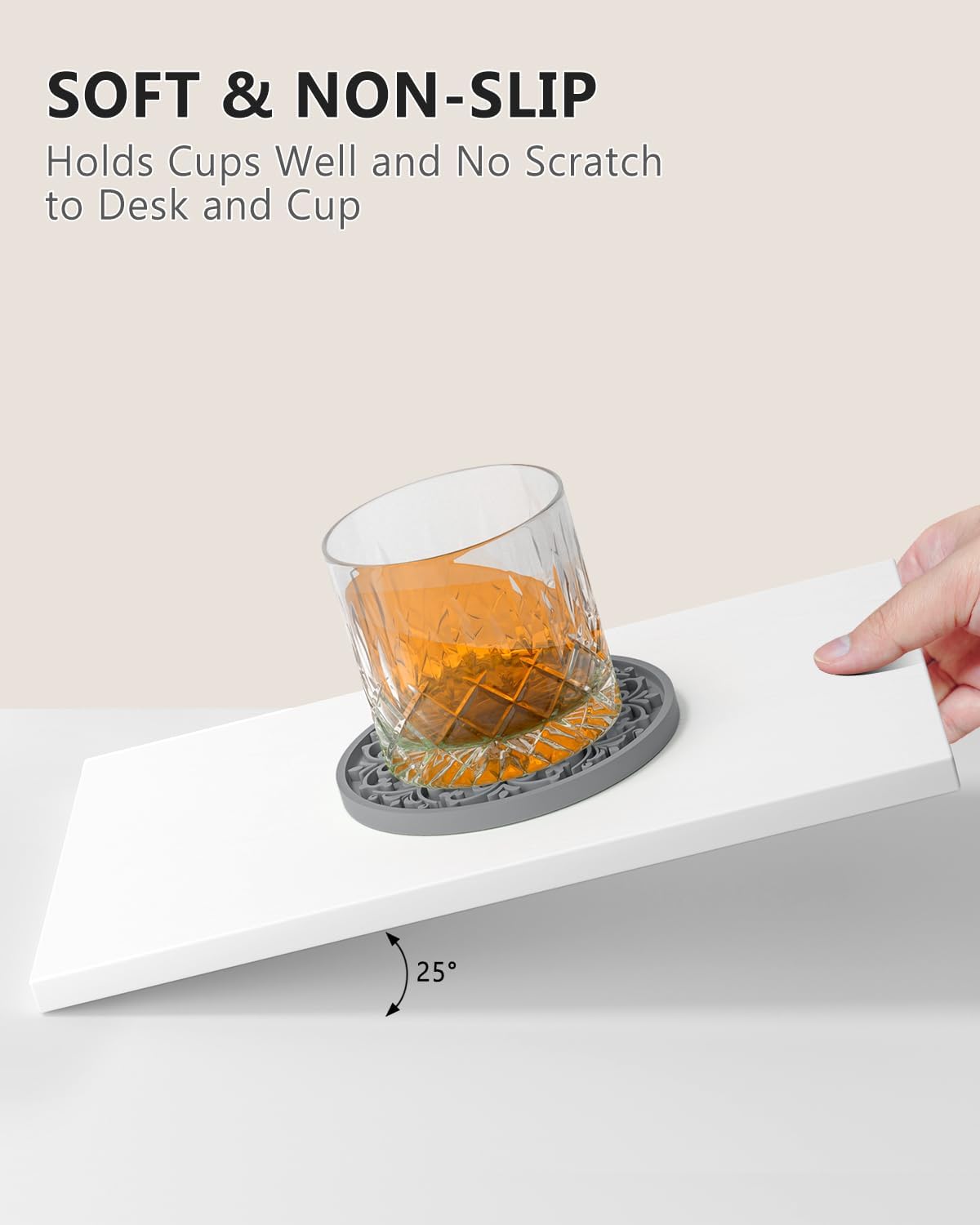 Drink Coasters, Coasters Set of 6 with Holder, Non-Slip Silicone Cup Mat