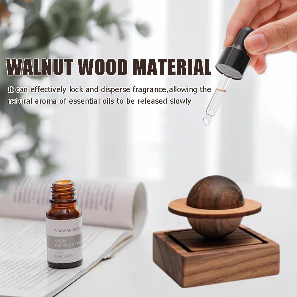 Ouliget Wood Essential Oil Diffuser,Planet Walnut Aroma Therapy,Passive Diffuser for Desk Table Home Office Car Wardrobe Yoga Hall and SPA, Thoughtful Gifts for Yoga Meditation