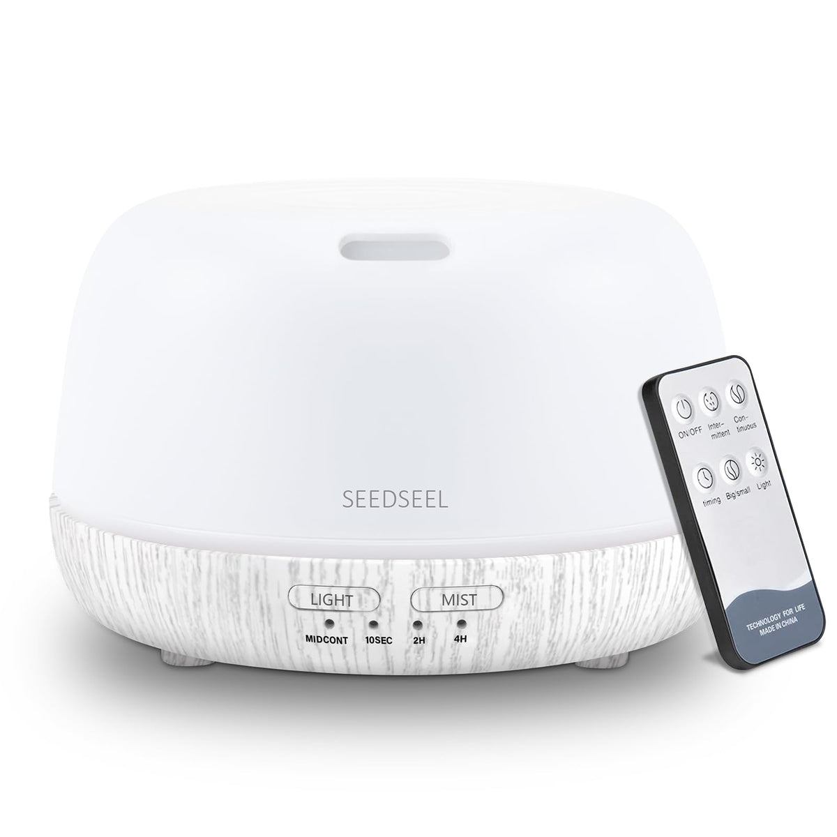 SEEDSEEL 300ML Essential Oil Diffuser with 7-Color LED Lights and Remote Control, Modern Minimalist Design, High-Efficiency Ultrasonic Mist Aromatherapy Diffuser for Home