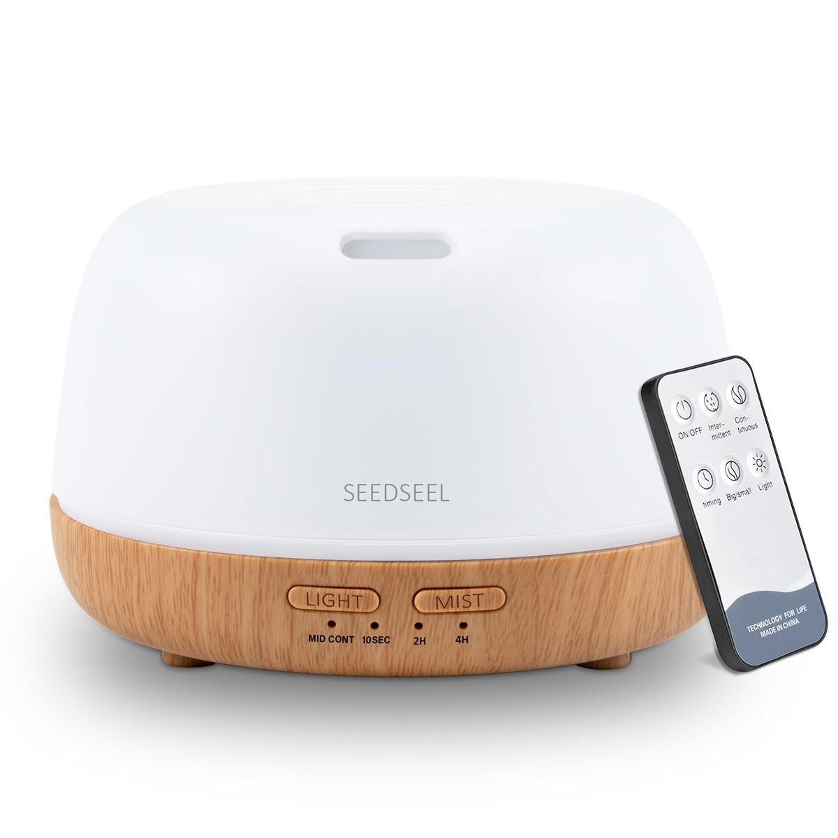 SEEDSEEL 300ML Essential Oil Diffuser with 7-Color LED Lights and Remote Control, Modern Minimalist Design, High-Efficiency Ultrasonic Mist Aromatherapy Diffuser for Home