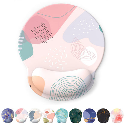 eulps Mouse Pad with Wrist Rest, Comfortable Computer Mousepad with Gel Wrist Support Smooth Surface and Non-Slip PU Base for Pain Relief, Laptop, Office & Home (Cyan Pink Marble)