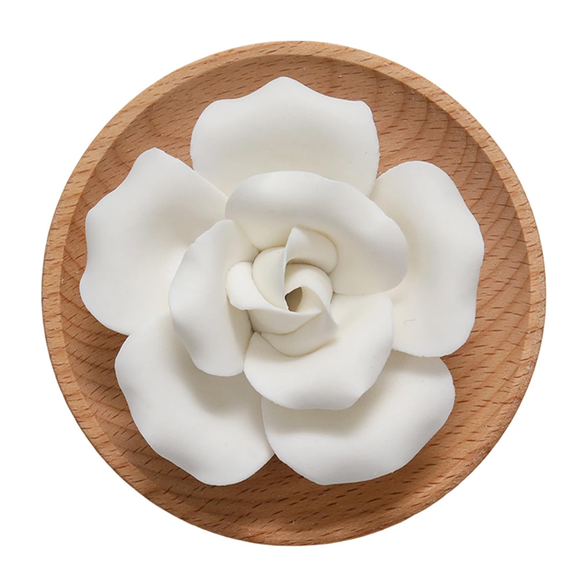 Flower Rose Ceramic Essential Oil Mini Diffuser, Wooden Pallet