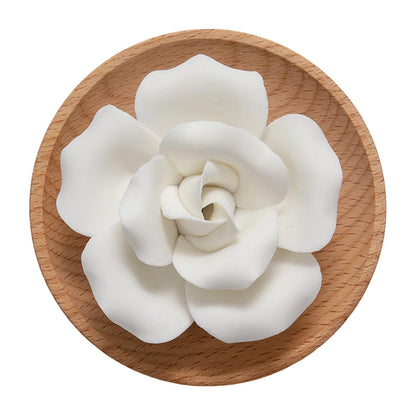 Flower Rose Ceramic Essential Oil Mini Diffuser, Wooden Pallet