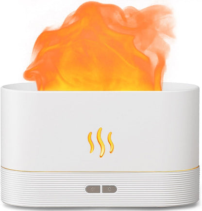 Aegci Flame Air Diffuser Humidifier, 180ML Essential Oil Diffuser with Fire Mist Effect, Ultrasonic Aroma Diffuser, 2 Brightness Modes, Auto-Off, for Bedroom Home Office(Black)