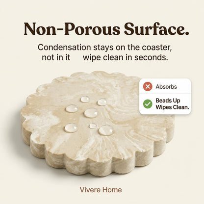Concrete Stone Coasters Set of 4, Coffee Table Decor, Cute Coasters for Drinks, Non-Slip Cork Backing, Housewarming Gift, Wedding, Protects Tables from Stains & Scratches