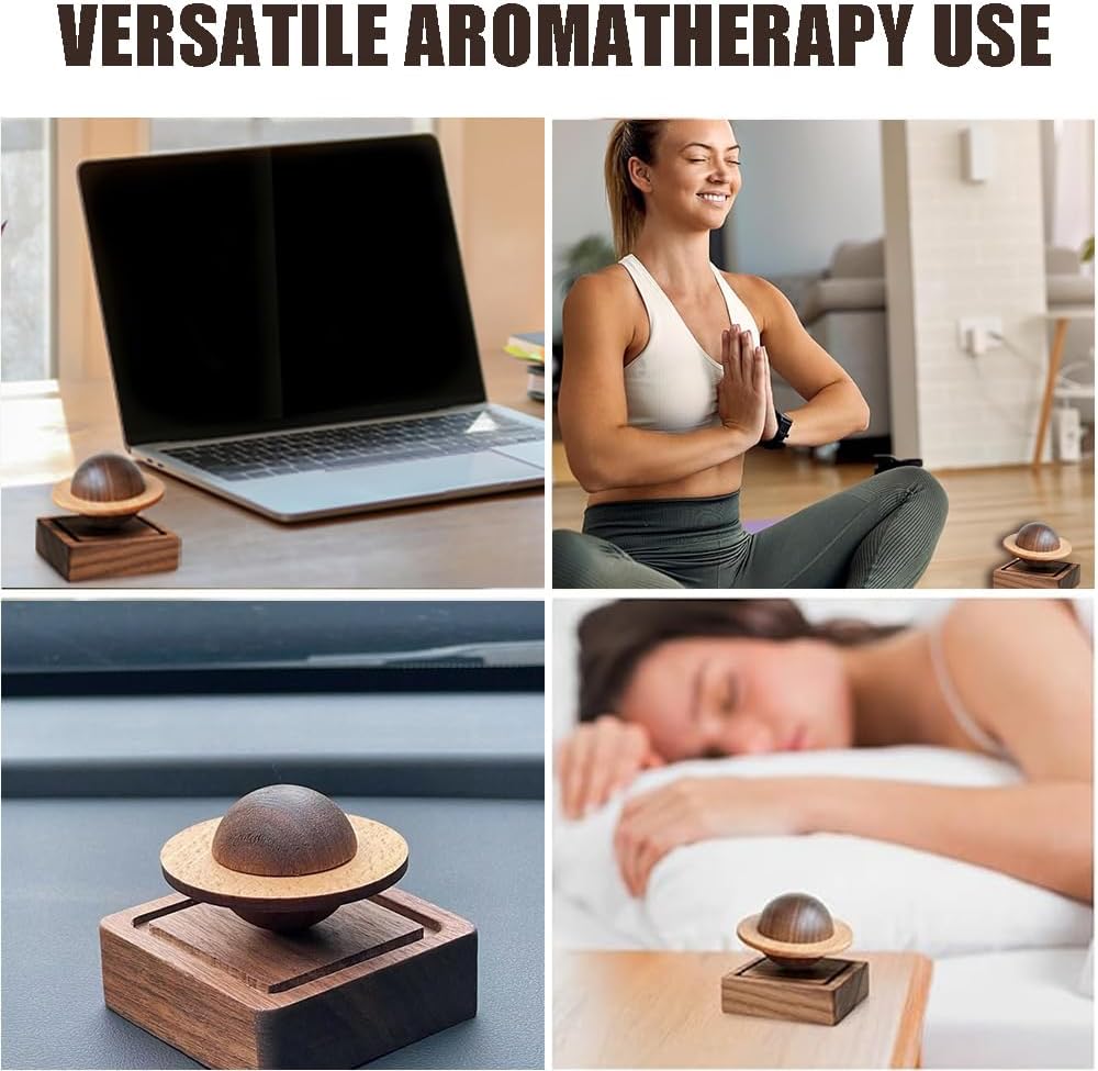 Ouliget Wood Essential Oil Diffuser,Planet Walnut Aroma Therapy,Passive Diffuser for Desk Table Home Office Car Wardrobe Yoga Hall and SPA, Thoughtful Gifts for Yoga Meditation