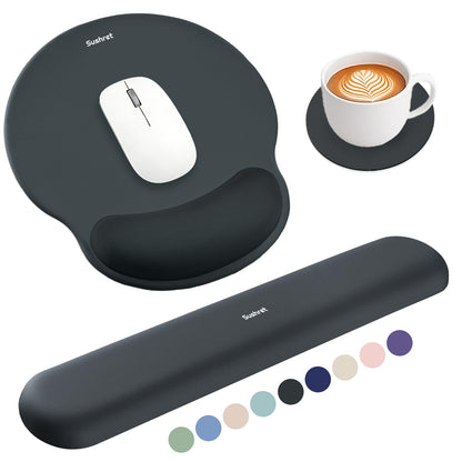 Sushret Mouse Pad and Keyboard Wrist Rest, 3-in-1 Gel Memory Foam Ergonomic Mouse Pad with Wrist Rest Set,Gaming Mousepad Arm Cushion Support for Computer Office Desk Accessories Cute Setup,Sage Green