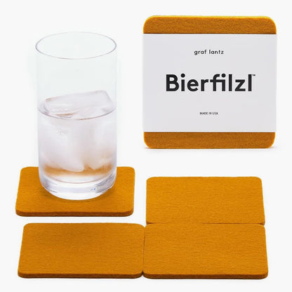 Graf Lantz - Bierfilzl Merino Wool Round Coasters Set of 4 - Heather White (4" Circles) - Absorbs 30% of Weight, German Wool - Heat Resistant, Sustainable, & Reusable - Home Decor & Coffee Table Decor