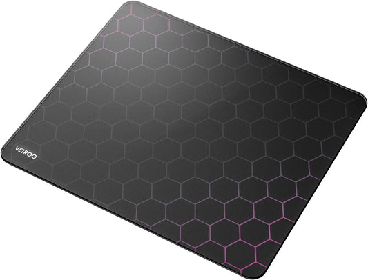 Vetroo Black GMP300 Tempered Glass Gaming Mouse Pad