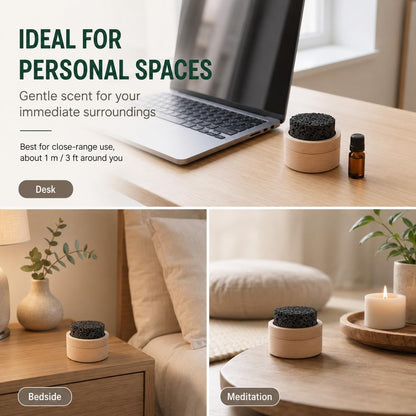 Lava Rock Passive Essential Oil Diffuser with Lid, Waterless