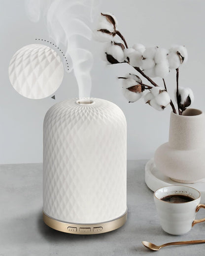 Essential Oil Diffuser - 2.4 MHz Ultrasonic Glass Diffuser with Pulse/Continuous Mist & 3 Night Light Modes, Waterless Auto-Off, Silent Aromatherapy Diffuser for Home, Office, Gifting & Home Decor