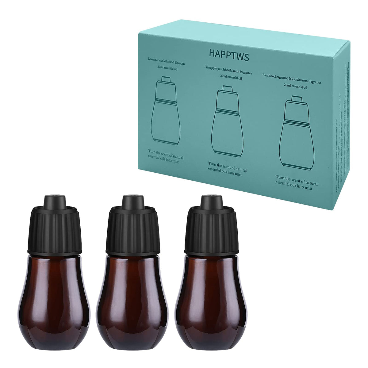 HAPPTWS Essential Oil Diffuser - Waterless Diffuser 3 Timer Settings Battery Powered for Bedroom Yoga Room Toilet Pet Room White