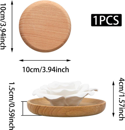 Flower Rose Ceramic Essential Oil Mini Diffuser, Wooden Pallet