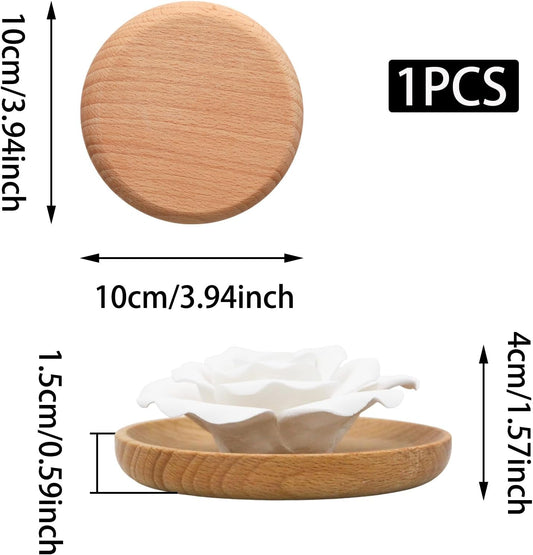 Flower Rose Ceramic Essential Oil Mini Diffuser, Wooden Pallet