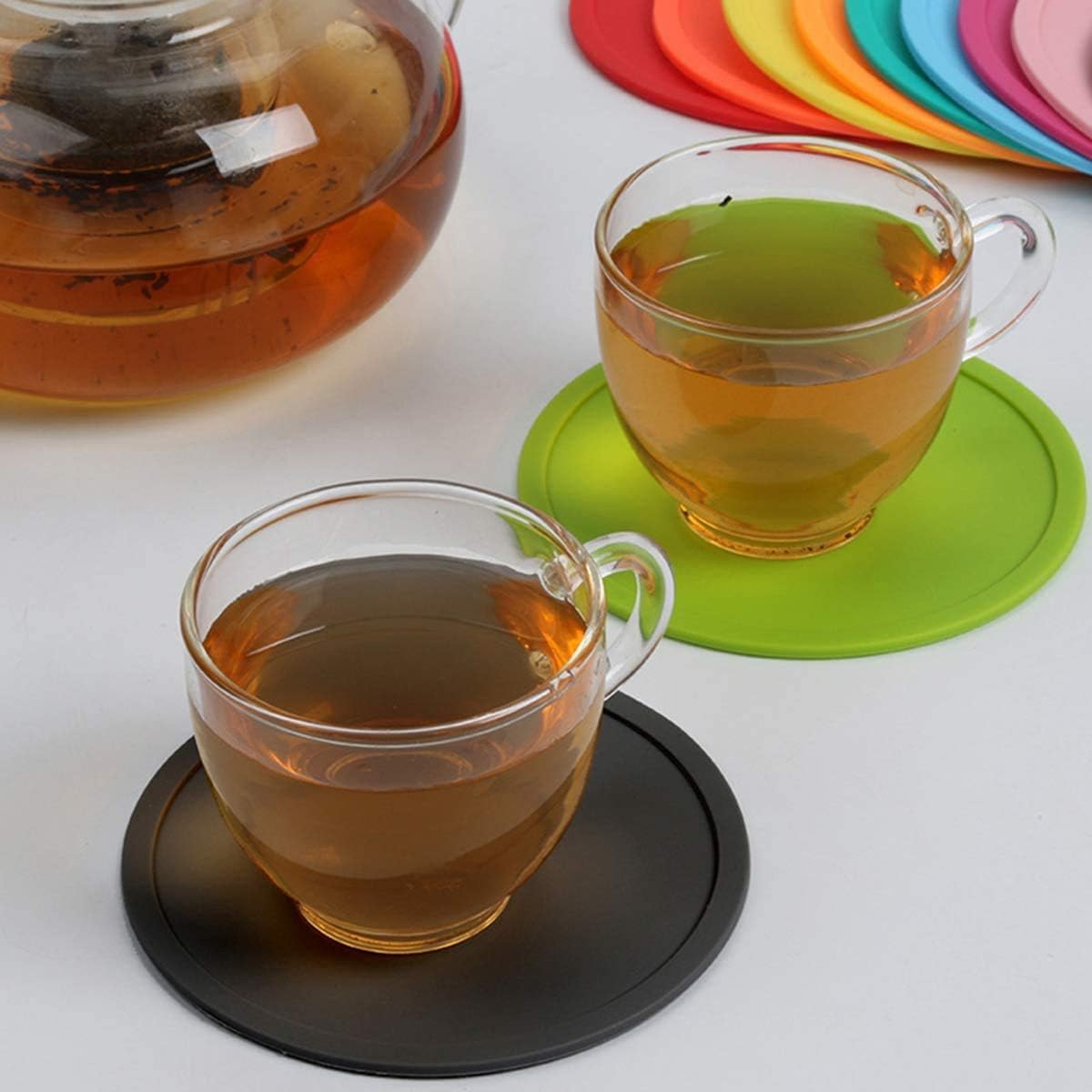 MIZORLIE 4" Non Slip Coasters, Mixed Color, 10pcs