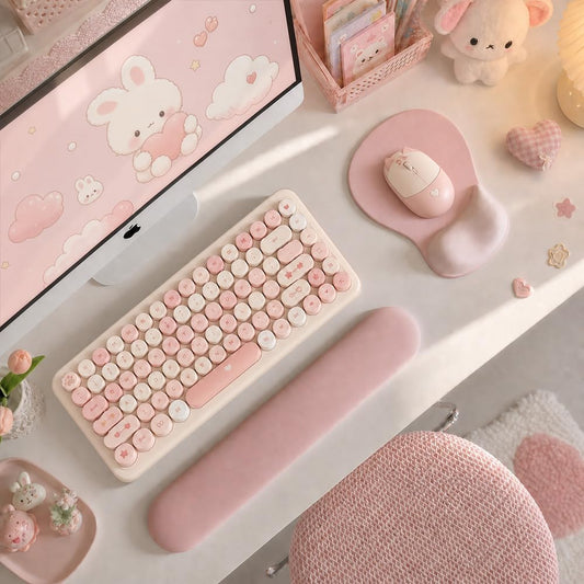 DEMON CHEST ErgoComfort Gel Wrist Rest Mouse Pad-Ergonomic Office Mousepad with Wrist Support-Non-Slip, Design Desk Accessories Mat for Home&Game Decor (02Pink Serenity)