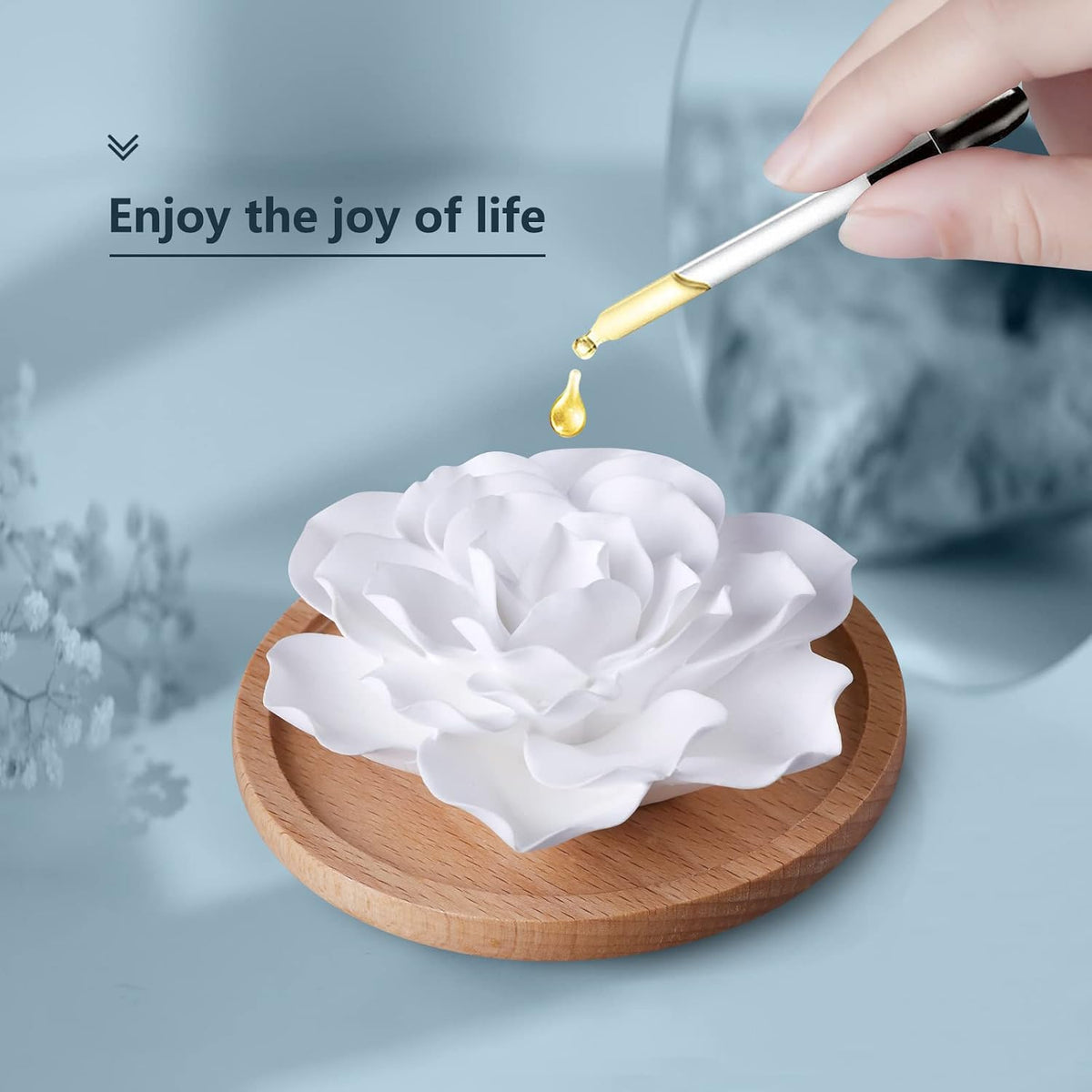 Passive Essential Oil Diffuser,Aromatherapy Passive Mini Ceramic Essential Oil Small Diffuser for Desk Office Home Gift (Roses)