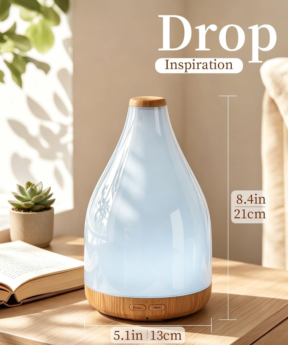 Waterdrop Essential Oil Diffuser, 300ml Large Diffusers for Home