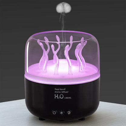 Jellyfish Humidifier Diffuser, 280ml Essential Oil Diffuser with Remote, 7 Color Lights, Quiet Ultrasonic Cool Mist Humidifier for Home, Office, Nursery, Auto-Off (Black)