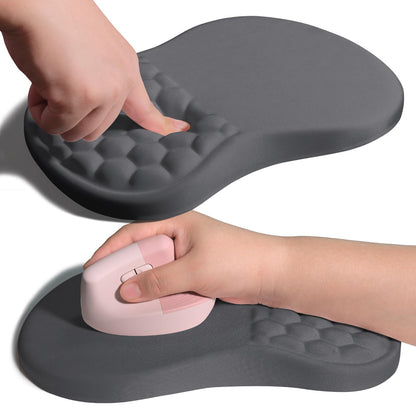 Ergonomic Joint Wrist Support Mouse Pad with Memory Foam Cushion Massage Bump, Carpal Tunnel Pain Relief Mousepad Slope Design for Wrist Rest, 11.8x7.9 in, Black