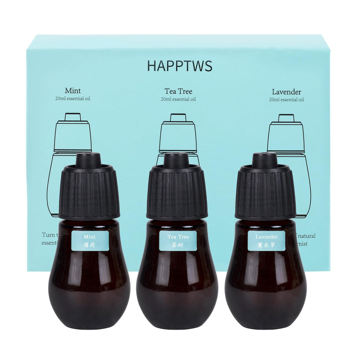 HAPPTWS Essential Oil Diffuser - Waterless Diffuser 3 Timer Settings Battery Powered for Bedroom Yoga Room Toilet Pet Room White