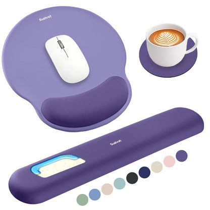 Sushret Mouse Pad and Keyboard Wrist Rest, 3-in-1 Gel Memory Foam Ergonomic Mouse Pad with Wrist Rest Set,Gaming Mousepad Arm Cushion Support for Computer Office Desk Accessories Cute Setup,Sage Green