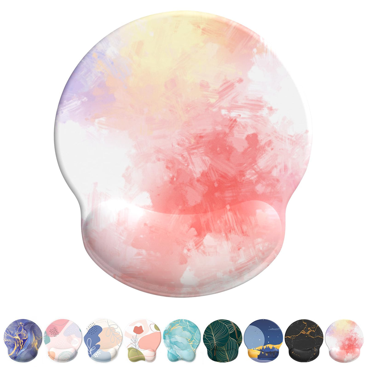 eulps Mouse Pad with Wrist Rest, Comfortable Computer Mousepad with Gel Wrist Support Smooth Surface and Non-Slip PU Base for Pain Relief, Laptop, Office & Home (Cyan Pink Marble)