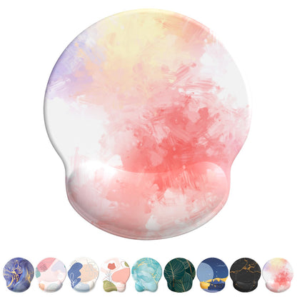 eulps Mouse Pad with Wrist Rest, Comfortable Computer Mousepad with Gel Wrist Support Smooth Surface and Non-Slip PU Base for Pain Relief, Laptop, Office & Home (Cyan Pink Marble)