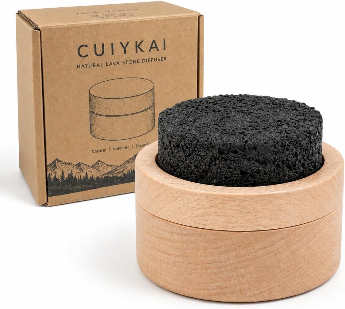 Lava Rock Passive Essential Oil Diffuser with Lid, Waterless