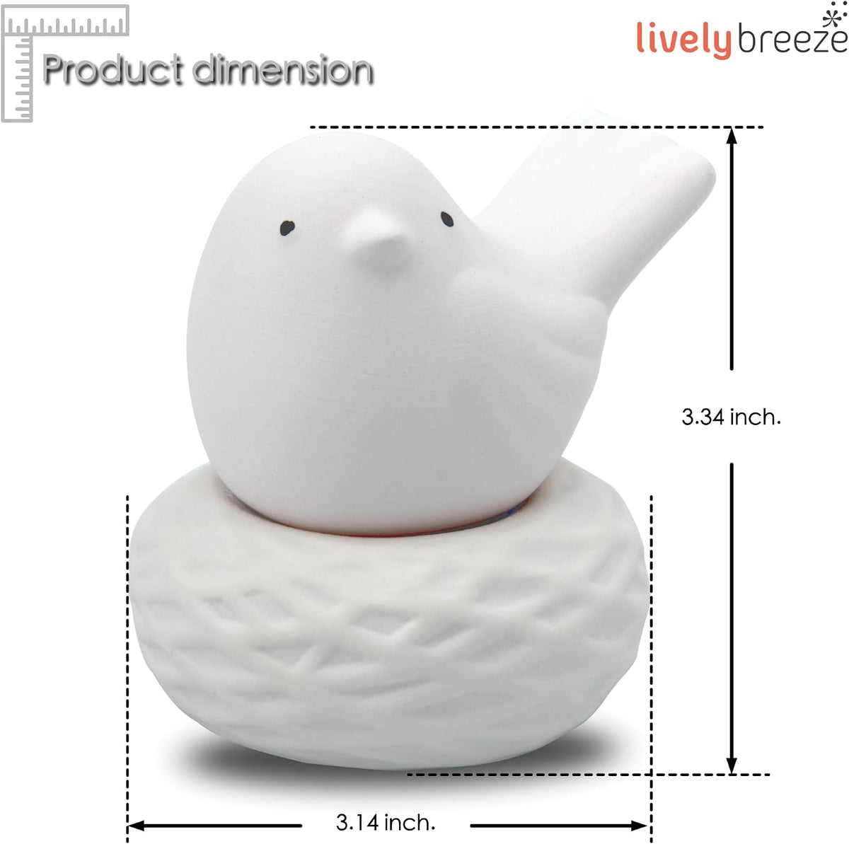 Little Bird Nest, Non-Electric Ceramic Diffusers for Essential Oils and Aromatherapy Fragrance, White Ceramic Diffusers in Car or Bathroom and Desk Office Decor, White Vase