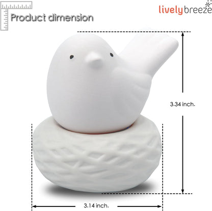 Little Bird Nest, Non-Electric Ceramic Diffusers for Essential Oils and Aromatherapy Fragrance, White Ceramic Diffusers in Car or Bathroom and Desk Office Decor, White Vase