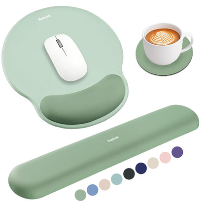 Sushret Mouse Pad and Keyboard Wrist Rest, 3-in-1 Gel Memory Foam Ergonomic Mouse Pad with Wrist Rest Set,Gaming Mousepad Arm Cushion Support for Computer Office Desk Accessories Cute Setup,Sage Green