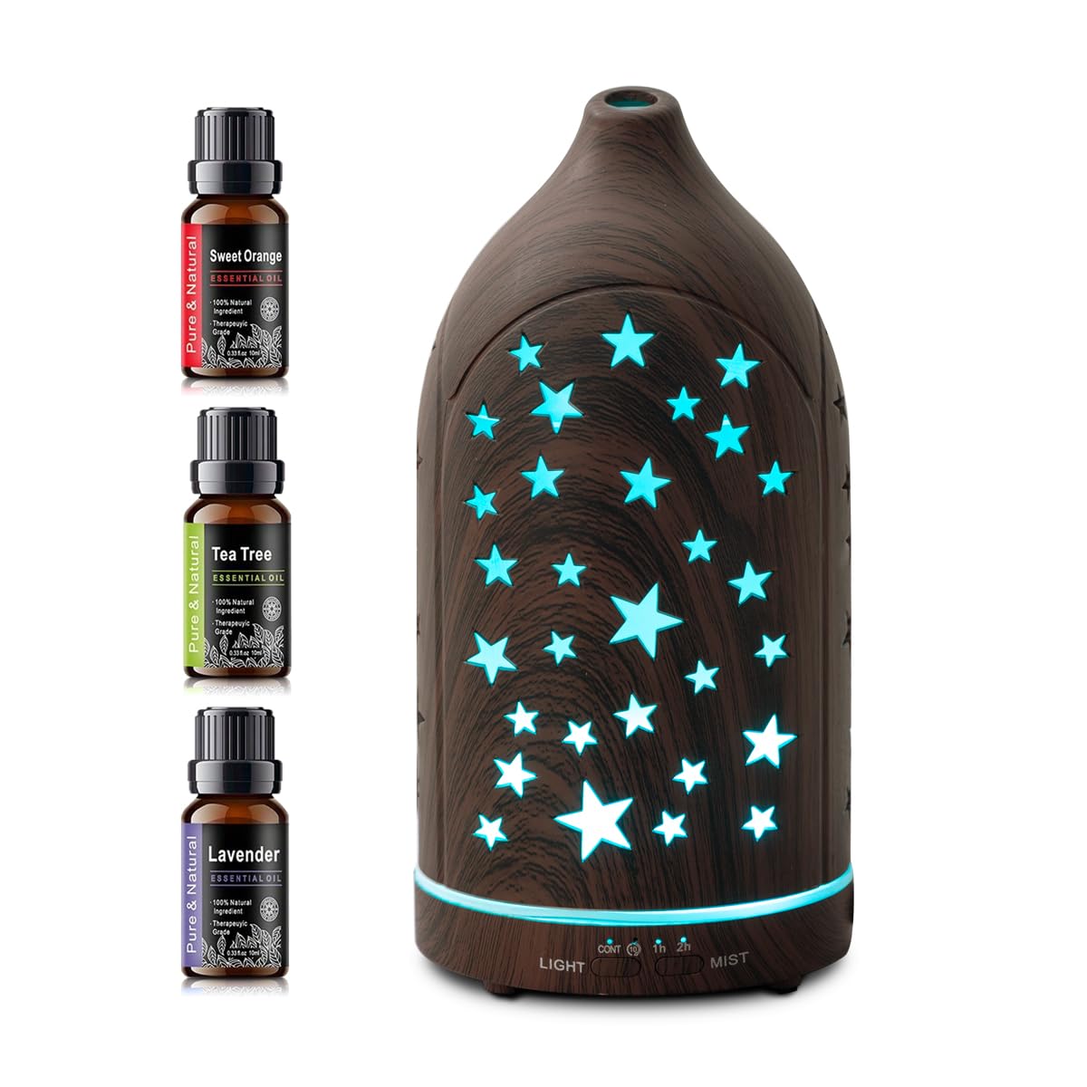 Aromatherapy Diffusers,7.1''x3.5''Diffuser with 3 Essential Oil Set