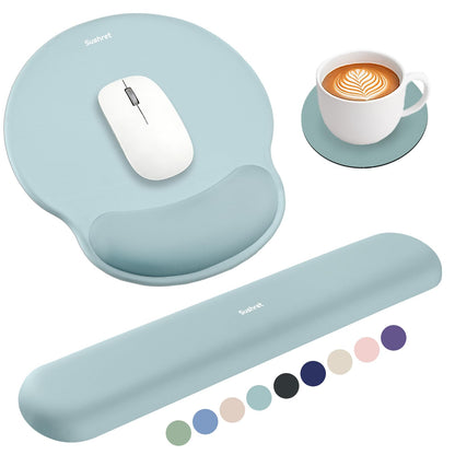 Sushret Mouse Pad and Keyboard Wrist Rest, 3-in-1 Gel Memory Foam Ergonomic Mouse Pad with Wrist Rest Set,Gaming Mousepad Arm Cushion Support for Computer Office Desk Accessories Cute Setup,Sage Green