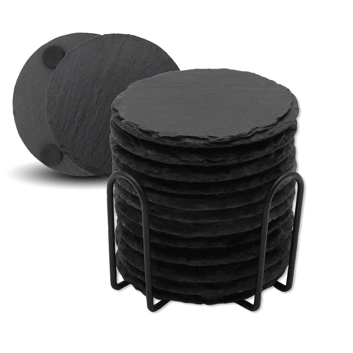 VIBRATITE 60 Pack 4 Inch Square Black Slate Drink Coasters