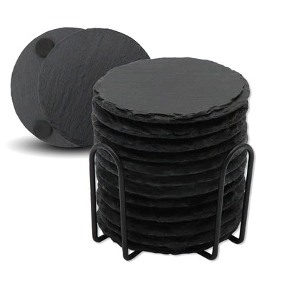 VIBRATITE 60 Pack 4 Inch Square Black Slate Drink Coasters