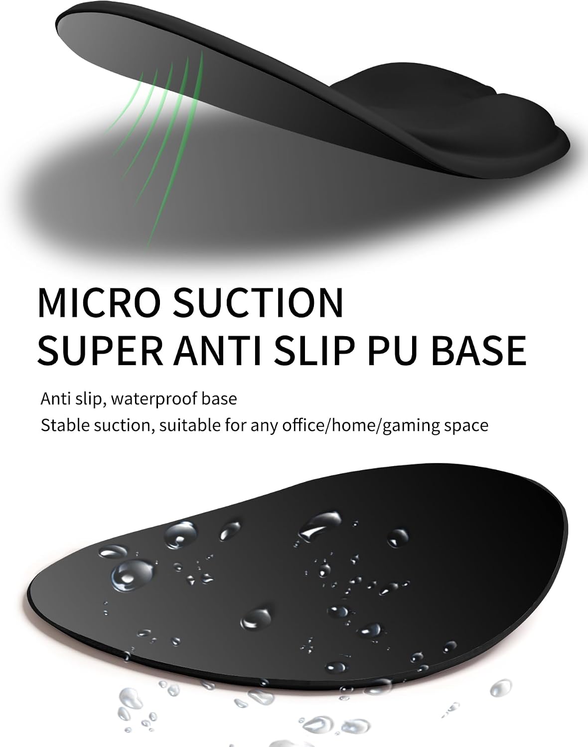 Palm-Rest and Wrist-Hugging Mouse Pad Wrist Rest, Ergonomic Wrist Support with Curve Fitting Cushioned Memory Foam for Carpal Tunnel Pain Relief, 9.9 x 8.3 Inch, Dark Night Black