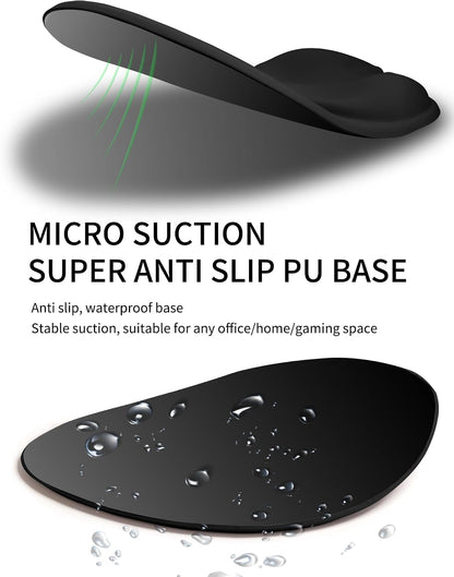 Palm-Rest and Wrist-Hugging Mouse Pad Wrist Rest, Ergonomic Wrist Support with Curve Fitting Cushioned Memory Foam for Carpal Tunnel Pain Relief, 9.9 x 8.3 Inch, Dark Night Black