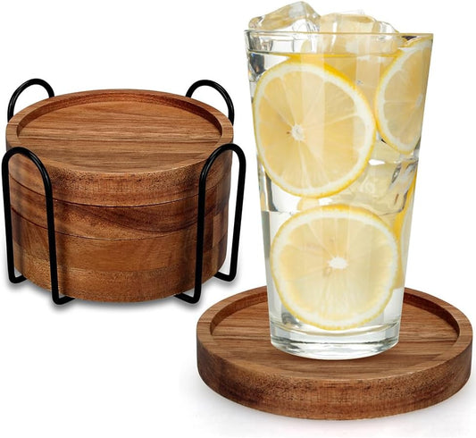 Wood Coasters Set of 4 Farmhouse Outdoor Coster for Drink Patio Table Decor