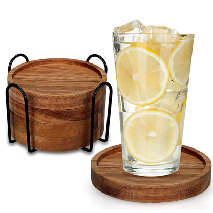 Wood Coasters Set of 4 Farmhouse Outdoor Coster for Drink Patio Table Decor
