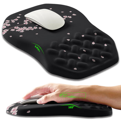 Ergonomic Slope Mouse Pad Wrist Support, Wrist Rest Mousepad for Carpal Tunnel Pain Relief with Massage Bulge and Slow Rebound Memory Foam (12x8 inch, Black)
