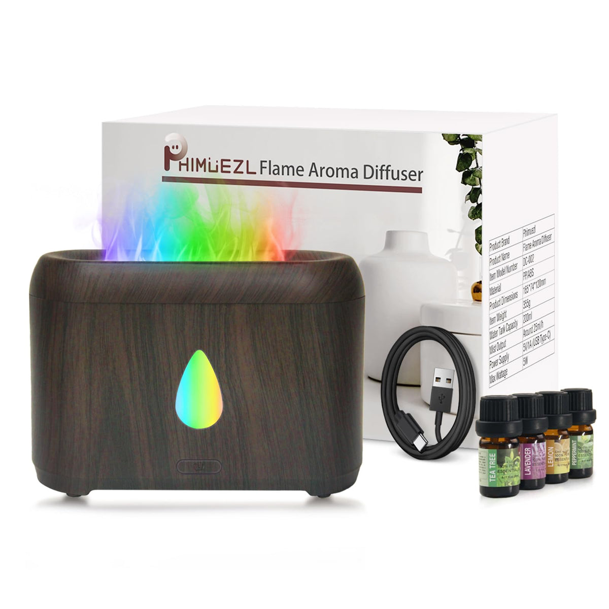 Flame Diffuser for Essential Oils, 200ml Small Oil Diffuser