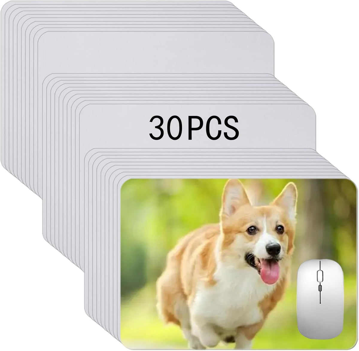 30 PCS White Mouse pad for Heat Press Printing, Mousepad for Heat Transfer Crafts Custom Photos Non Slip Bottom 24x20x0.2 CM