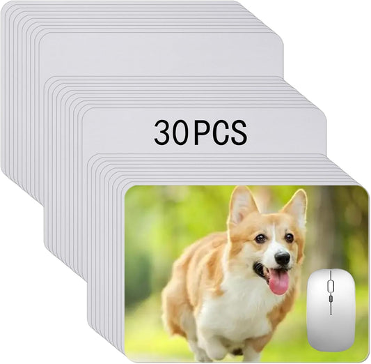 30 PCS White Mouse pad for Heat Press Printing, Mousepad for Heat Transfer Crafts Custom Photos Non Slip Bottom 24x20x0.2 CM